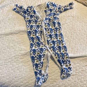 GUC roller rabbit blue button down monkey footie onesie 3-6 month
